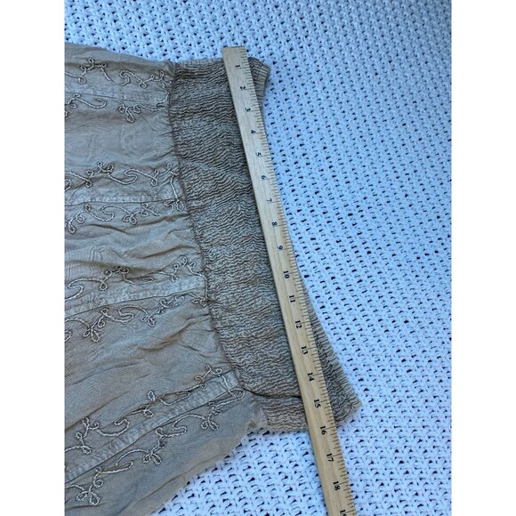 NEW Cute Option Boho Embroidered Midi Skirt Size XL Smocked Waist Prairie Floral - Picture 8 of 15